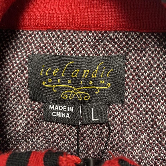 Icelandic Design Sweater Womens Large Black Fair Isle Full Zip Mock Neck Ski - Picture 3 of 11